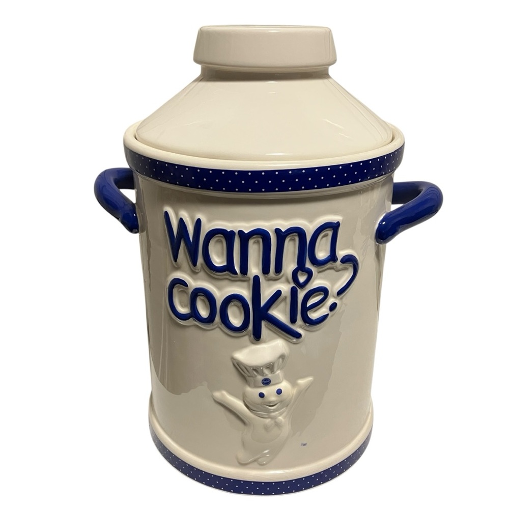 Pilsbury Doughboy Milk Jug "Wanna Cookie" Ceramic Cookie Jar